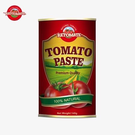 140 g de pasta de tomate enlatada com uma innovadora tampa de fácil abertura em conformidade com as normas HACCP