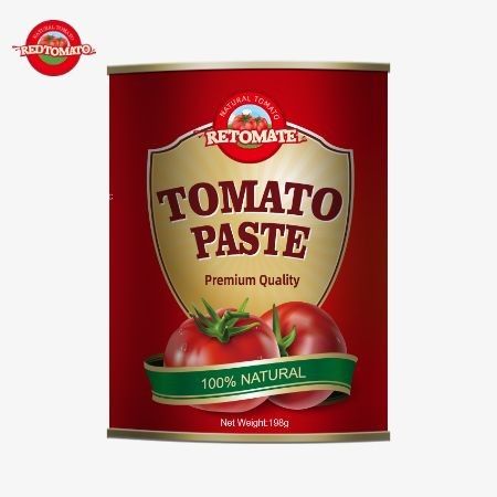 198g Pasta de tomate enlatada OEM Conforme às normas de produção ISO HACCP BRC FDA