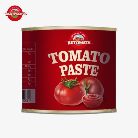 210 g de pasta de tomate em lata produzida de acordo com as normas de produção ISO HACCP BRC e FDA