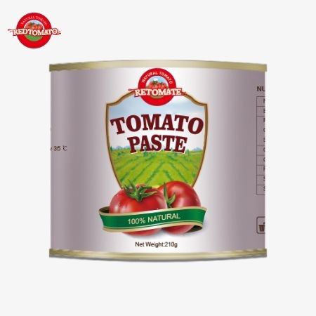 210 g de pasta de tomate está em conformidade com os padrões internacionais de qualidade, incluindo as regras ISO HACCP BRC e FDA