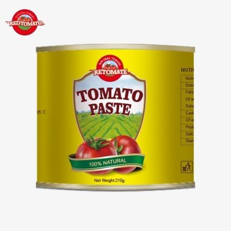 A pasta de tomate em lata de 210 gramas que oferecemos está em conformidade com os padrões alimentares ISO HACCP e BRC da FDA.