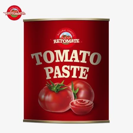 800g de pasta de tomate enlatada que cumpre os padrões internacionais de qualidade e segurança, incluindo ISO HACCP BRC e FDA