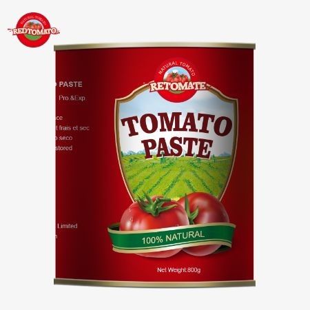 800g de pasta de tomate enlatada que cumpre os padrões internacionais de qualidade e segurança, incluindo ISO HACCP BRC e FDA