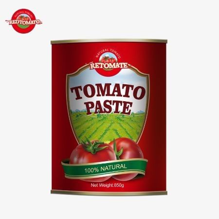 Meticulosamente fabricada na China, a nossa pasta de tomate em lata de 850g de qualidade superior possui uma concentração de Brix de 28/30%