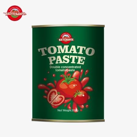 A nossa pasta de tomate duplo concentrado da China que é deliciosa e convenientemente embalada em latas de 850g abertas facilmente