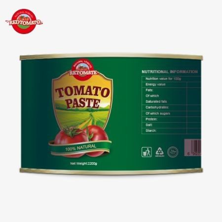 Produto de tomate enlatado Halal de alta qualidade 28-30% Pasta de tomate concentrada em 2200g