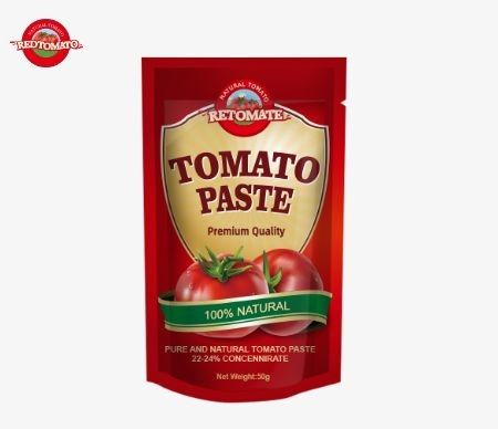 50g de pasta de tomate em saquinho de pé cumpre os padrões ISO HACCP e BRC, bem como os regulamentos de produção da FDA