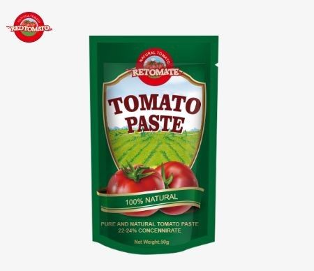 50g de pasta de tomate em saquinho de pé cumpre os padrões ISO HACCP e BRC, bem como os regulamentos de produção da FDA