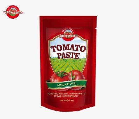 A pasta de tomate de 50 g de saqueta de pé atende às normas ISO, HACCP e BRC para preços de fábrica