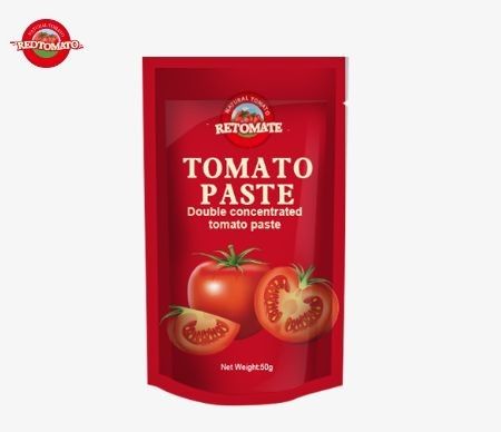 50g Saquete de pasta de tomate em pé cumpre com as normas ISO HACCP e BRC garantindo a conformidade com os preços de fábrica