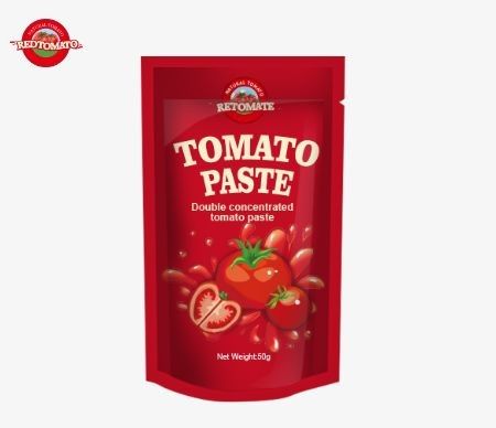 Cumprindo com os padrões ISO HACCP e BRC Nosso saco de 50g de pasta de tomate para regulamentação de preços de fábrica