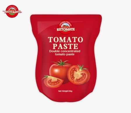 Pás de tomate stand-up, disponível em tamanhos de 56g e 70g, oferece um produto puro sem aditivos.