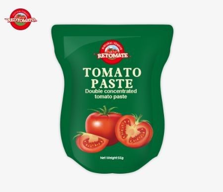 Bolso de pasta de tomate stand-up, disponível em tamanhos de 56g Oferece um produto puro sem aditivos