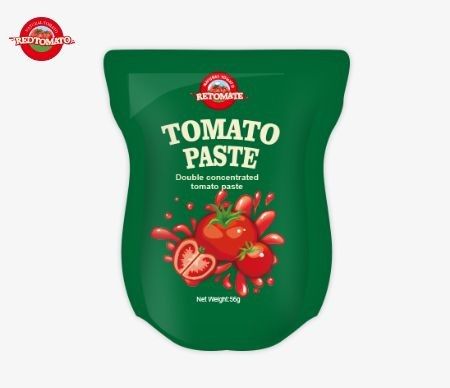 Bolso de pasta de tomate stand-up, em tamanhos de 56g oferece um produto puro sem aditivos