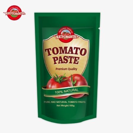 OEM Saquete de 100g de pasta de tomate duplo concentrado com pureza que varia de 30% a 100%