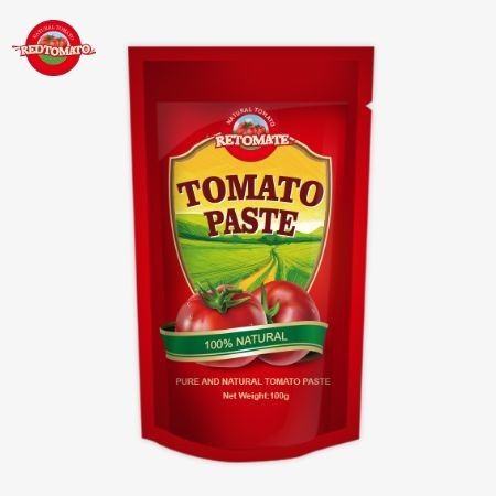 Pasta de tomate de 100g de qualidade superior, proveniente de uma fábrica de renome na China.