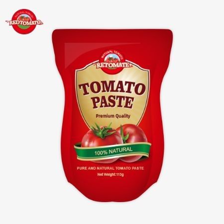 Fábrica de pasta de tomate fabrica saquetes de 113g que cumprem as normas de produção ISO HACCP BRC e FDA