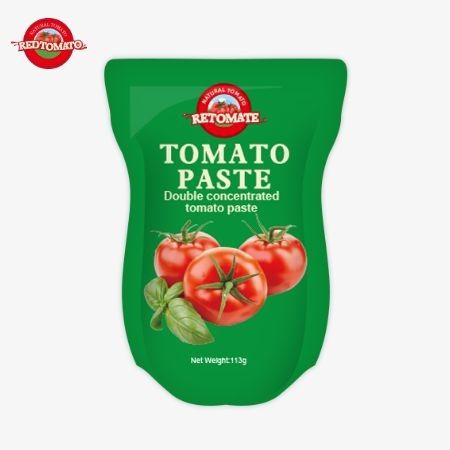 A fábrica de pasta de tomate fabrica saquetes de 113g de acordo com os padrões de produção ISO HACCP BRC e FDA