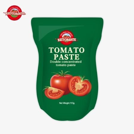 A fábrica de pasta de tomate produz 113g de saquetes de pé em conformidade com os padrões de produção ISO HACCP BRC e FDA