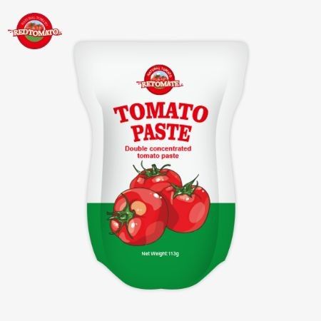 A fábrica de pasta de tomate fabrica saquetes de 113g de acordo com os padrões de produção ISO HACCP BRC e FDA