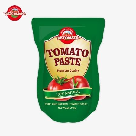 Pasta de tomate 113g Saquetes em pé em conformidade com as normas de produção ISO HACCP BRC e FDA