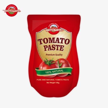 140 g saco de pasta de tomate doce e azedo, com uma pureza que varia de 22% a 30%
