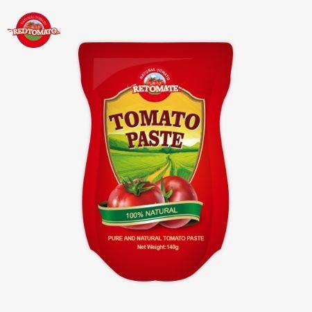 140 g saco de pasta de tomate doce e azedo, disponível em níveis de pureza de 22% a 30%