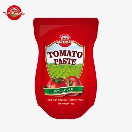 140 g saco de pasta de tomate doce e azedo, com uma pureza que varia de 22% a 30%