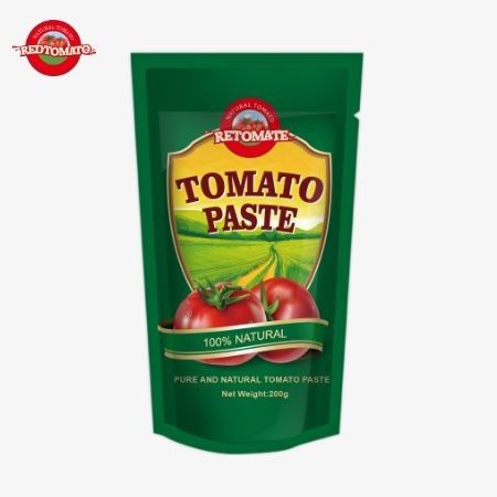200g Saquete de pasta de tomate em pé cumpre com as normas ISO HACCP e BRC garantindo o cumprimento dos preços de fábrica