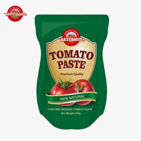 A produção de pasta de tomate em sachet de 210g está em conformidade com as normas ISO HACCP BRC e FDA