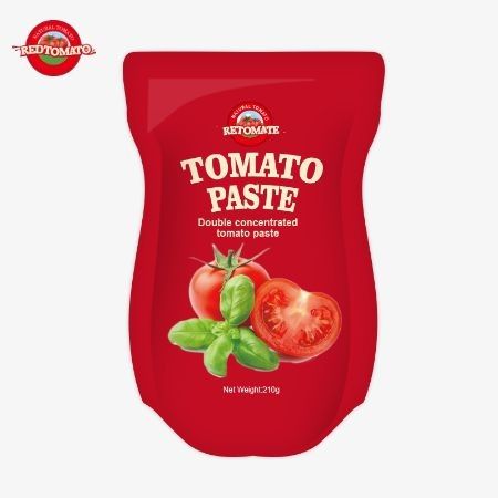 A pasta de tomate em sachet de 210g atende às normas ISO HACCP BRC e FDA em produção.
