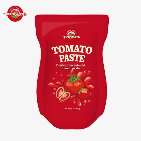 O saco de pasta de tomate de 210g atende às normas de produção ISO HACCP BRC e FDA