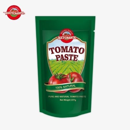 Pasta de tomate ISO Pouch 227g Pasta de tomate duplo concentrado com uma pureza que varia de 30% a 100%