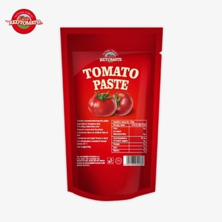 Pasta de tomate ISO Pouch 227g Pasta de tomate duplo concentrado com uma pureza que varia de 30% a 100%