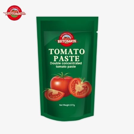 Pasta de tomate ISO Pouch 227g Pasta de tomate duplo concentrado com uma pureza que varia de 30% a 100%