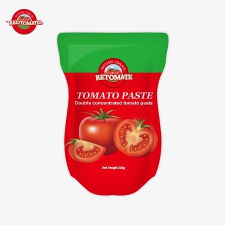 250 g de pasta de tomate doce e azedo em saquinho de pé, com 30%-100% de pureza