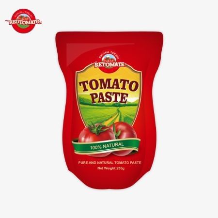 Este saco contém 250g de pasta de tomate doce e picante com uma pureza que varia de 30% a 100%