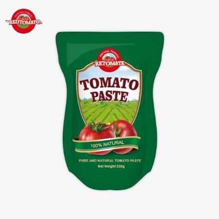 O saco contém 250g de pasta de tomate doce e picante com uma pureza de 30% a 100%