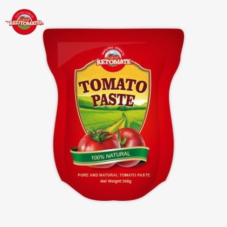 340g Saquete de pasta de tomate em pé atende às normas ISO HACCP e BRC para conformidade com os preços de fábrica