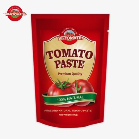 400g de pasta de tomate em sachet de pé conveniente saboroso e pureza variando de 30% a 100%