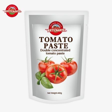 400g de pasta de tomate em saco de pé conveniente saborosa com pureza que varia de 30% a 100%