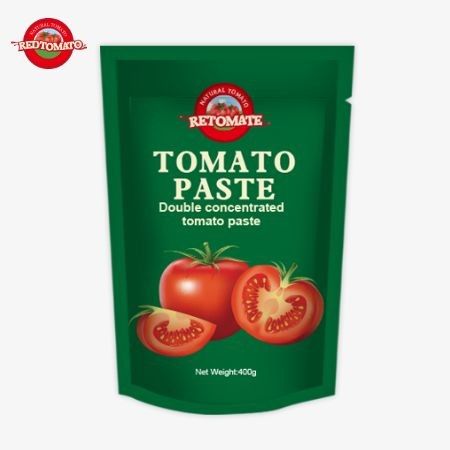 400g de pasta de tomate em saco de pé conveniente e saborosa com níveis de pureza que variam de 30% a 100%