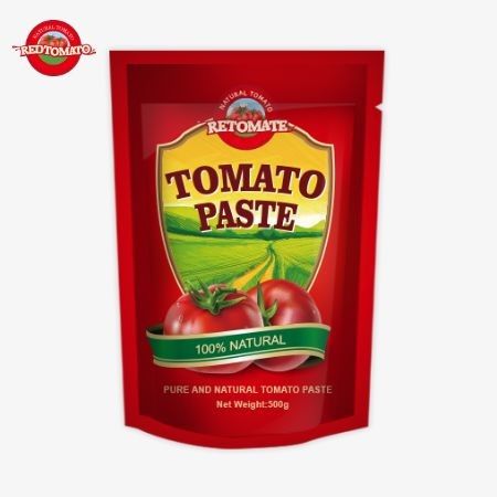 O saco de pasta de tomate de 500g proporciona uma embalagem conveniente e um sabor delicioso