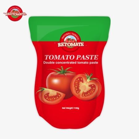 1100g Saquete de pasta de tomate em pé atende às normas ISO HACCP e BRC para conformidade com os preços de fábrica