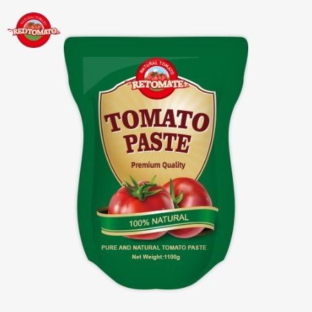 1100g Saquete de pasta de tomate em pé cumpre com as normas ISO HACCP e BRC garantindo a adesão ao preço de fábrica