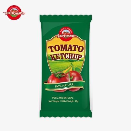 10 gramas de ketchup de tomate fornece um sabor doce e rico usando ingredientes naturais, oferecidos a um preço de fábrica