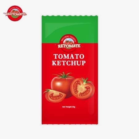 O saco pequeno de 30g de ketchup de tomate oferece sabor com um sabor puro e natural Ele atende às normas ISO HACCP BRC e FDA
