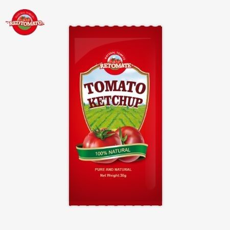OEM Small Bag Tomato Ketchup 30g com sabor natural puro, conforme com os padrões ISO HACCP BRC e FDA