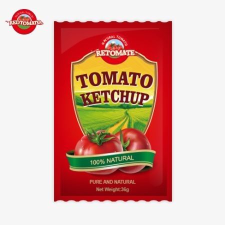 Saquete de ketchup de tomate OEM de 36g da China Fabrica feita com ingredientes naturais puros disponíveis a preço de fábrica