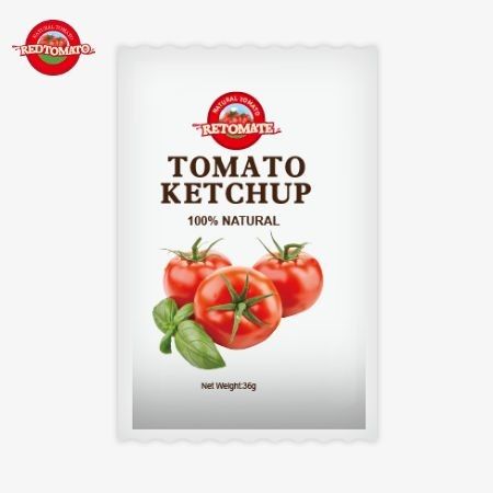 Saquete de ketchup de tomate OEM de 36g da China Fabrica feita com ingredientes naturais puros oferecidos a preço de fábrica